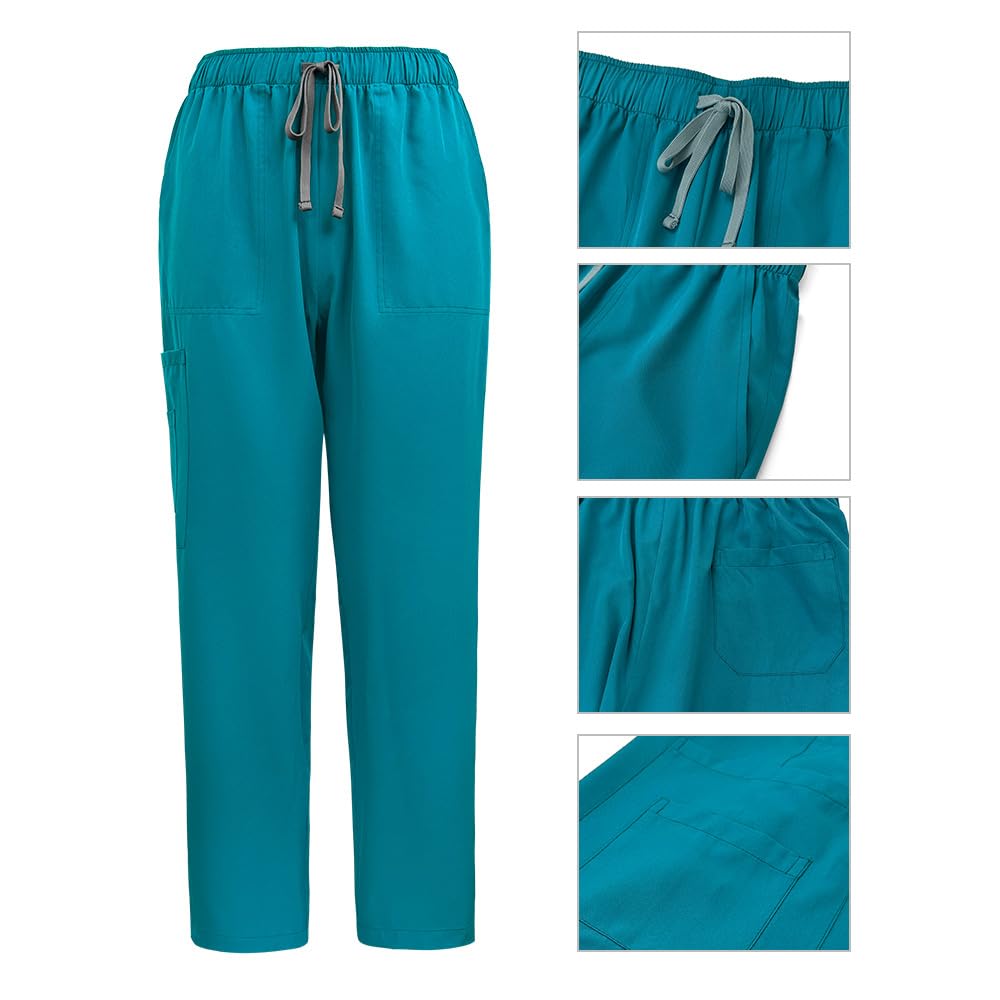 Set de uniformes médicos para mujer con cuello en V y cremallera, cuatro bolsillos, pantalón de yoga elastizado, uniforme de trabajo para atención médica, salón de belleza DK50