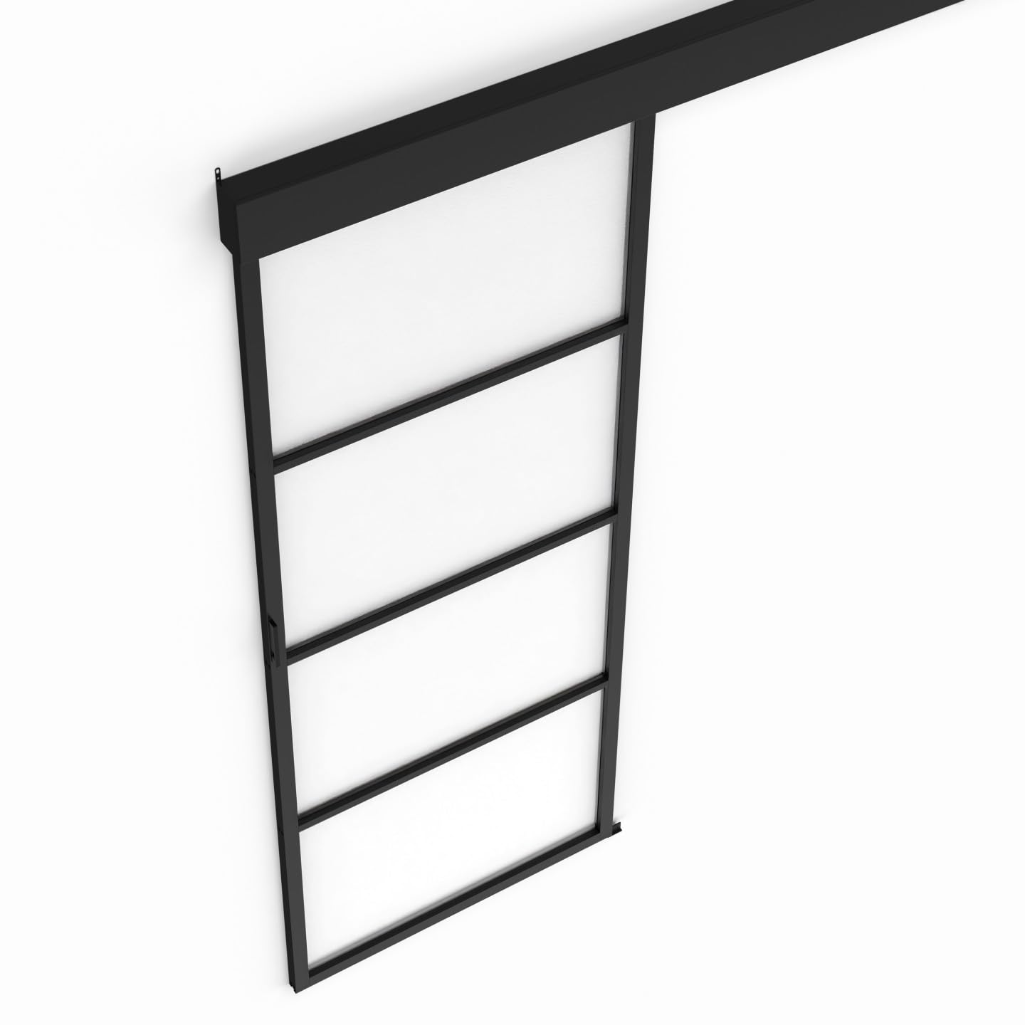 IDMarket - Kit de puerta corredera de cristal templado 83 cm de metal + MDF con riel y fijaciones