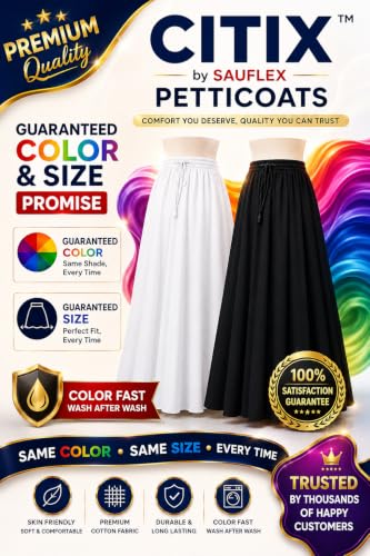 Image of CITIX Pure Cotton Petticoat for Woman Saree | Adujastable Drawstring Waist
