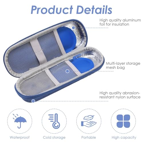 Miniatura 4 de Estuche Insulina Bolsa De Insulina De Viaje De Temperatura Constante Con 2 Bolsas De Hielo Portátil Medicamentos Estuche De Viaje Para Tomar Bolígrafos De Insulina Organizador Para Diabéticos Azul