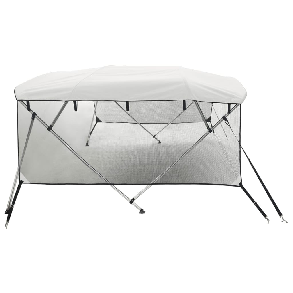 vidaXL Bimini di Prua Pareti Laterali Rete 4 Archi 243x(170-182)x137cm, bimini per imbarcazione, tendalino per barca, copertura per imbarcazione