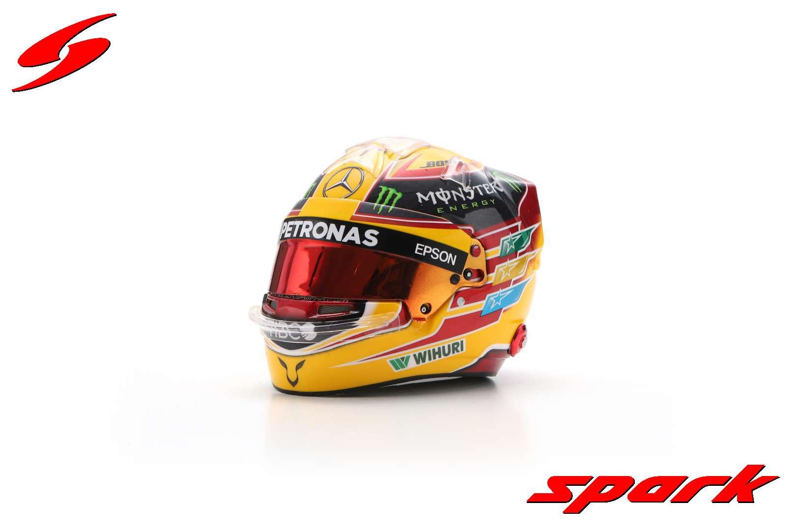 F1 1/5 Scala Mini Casco da Racing, Lewis Hamilton 2017 Campionato del Mondo GP del Messico, Scatola espositiva