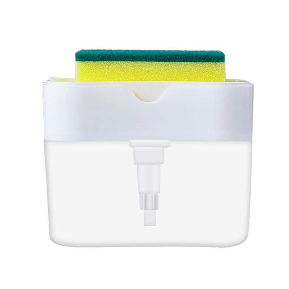 TopHomer Liquid Soap Dispenser Set, Kitchen Soap Dispenser and Sponge Holder for Kitchen Sink Caddy Organiser Tidy (White)