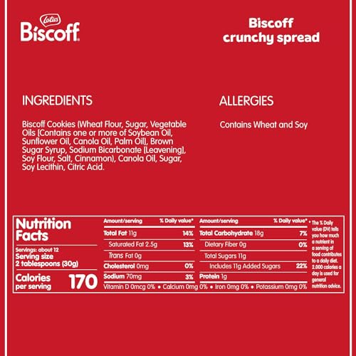 Image of Lotus Biscof Crunchy Cookie Butter Spread, Crispy, GMO Free Family Pack, 400g (From Belgium)*