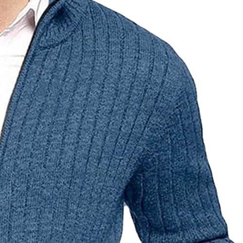 Men Full Zip Sweaters Cardigan Full Zip Up Stand Collar Slim Fit Casual Knitted Sweater with 2 Front Pockets3