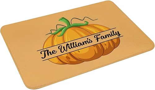 Miniatura 9 de Tapete personalizado de calabaza  Tapete con nombre personalizado, tapete de calabaza naranja para puerta delantera, hogar, cocina, decoración de