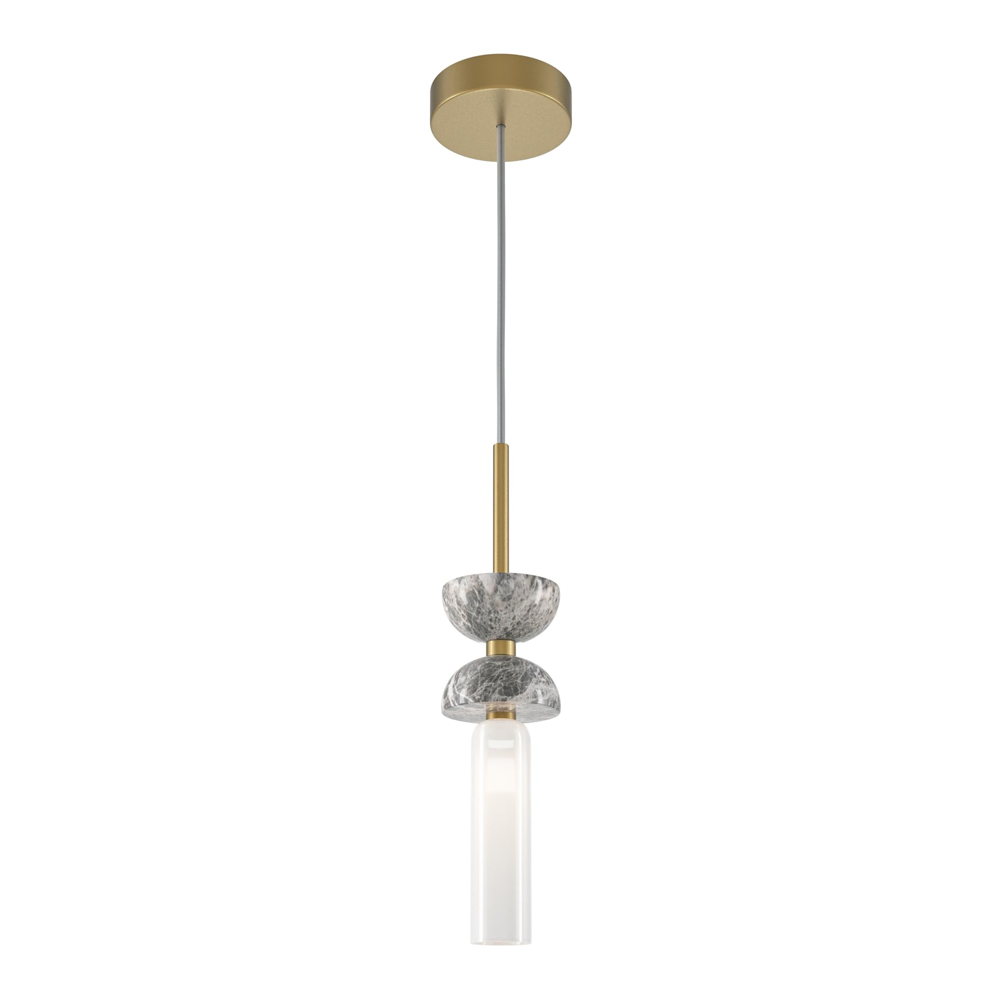 Lampada a Sospensione Kyoto in Metallo Oro e Cristallo Grigio per Soggiorno, Cucina, Camera da Letto, Sala da Pranzo, Ufficio