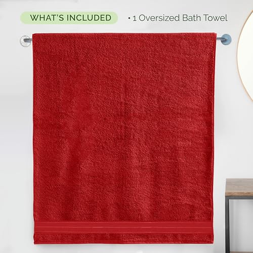 Image of Elegant Comfort Three Line Popcorn Extra Large Luxury Bath Towel - 40 inch x 80 inch inch, Premium Hotel Spa Quality 1 Piece Oversized Bath Sheet 100% Turkish Cotton Super Soft Highly Absorbent, Red