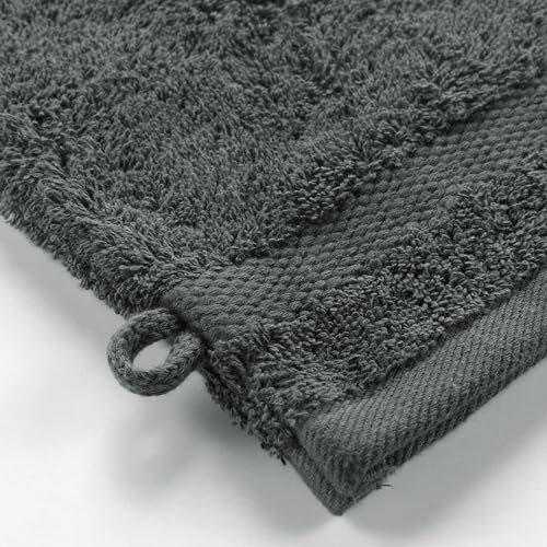 Douceur d’Intérieur Elegance Waschlappen, 2 Stück (15 x 21 cm), Anthrazit, 100% Baumwolle, einfarbig