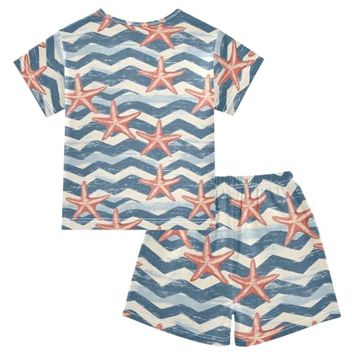 ALAZA Starfish Geometric Pajama Set Short Sleeve Sleepwear Soft Lounge Nightwear2