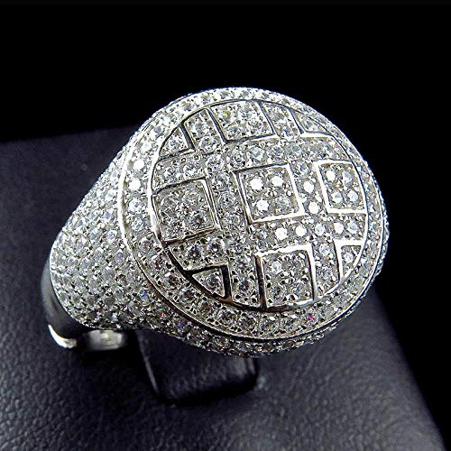 Men's Silver Cluster Iced Out Lb Simulted Dimond Kuwit