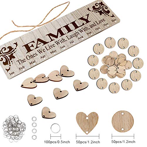 Family Birthday Calendar Board Diy Wooden Birthday Reminder Wall Hanging Calendar Plaque For Mom Dad With 100 Piece Wooden Discs #TOP1