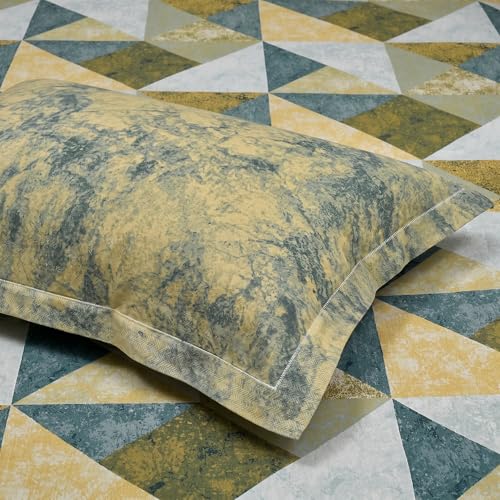 Image of Mafatlal 186 TC Pure Cotton King Bedsheet | 274 x 274 cm | Lightweight Cooling Summer Fabric | Breathable Soft Bed Sheet with 2 Pillow Covers | Autumn Delight | Fair Green