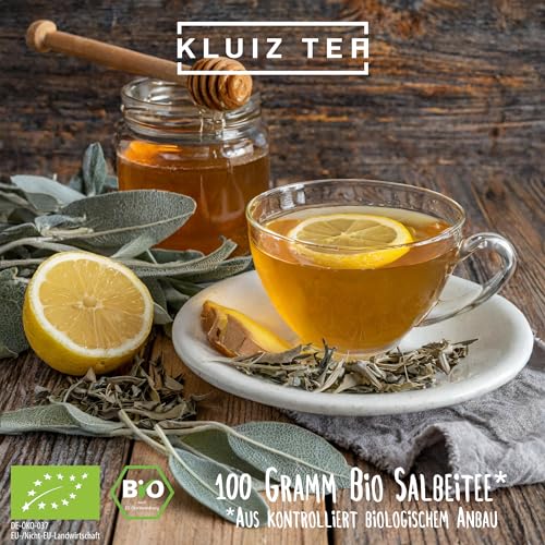 Bio Salbeitee lose - 100 Gramm I Premium Salbei getrocknet und geschnitten I Sage Tea lose by KLUIZ TEA