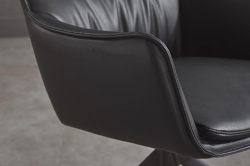 Riess Ambiente 360° drehbarer Design Stuhl Vogue - schwarz - Kunstleder Metall mit Armlehne Esszimmerstuhl Drehstuhl