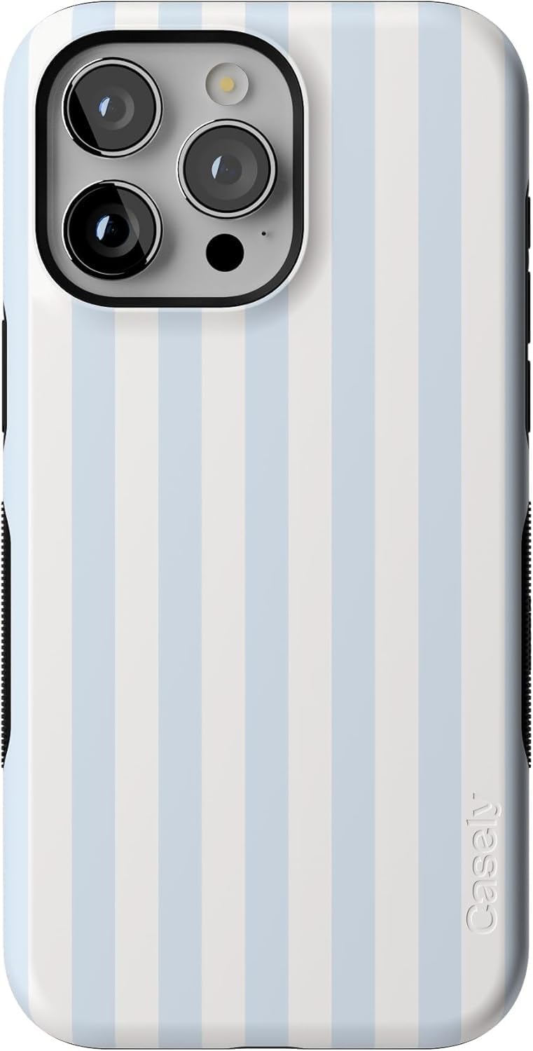 Casely iPhone 15 Pro Case Blue Stripes Sunday Best Compatible with MagSafe Bold Protective Design