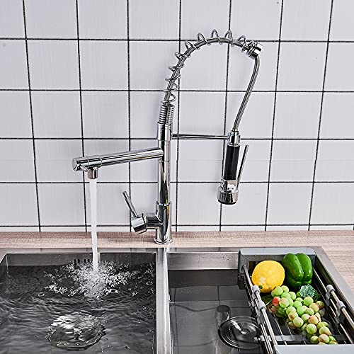Mélangeur d'évier à ressort 2 sources d'eau chaude et froide