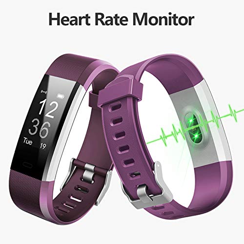 Lintelek Fitness Tracker - Activity Tracker with Heart Rate Monitor, Waterproof Smart Fitness Watch with Sleep Monitor, Step Counter, Calorie Counter, Pedometer Watch for Women Men and Gifts(Purple)