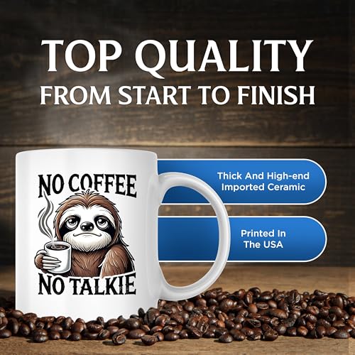 Tazón de café No Coffee No Talkie perezoso animal divertido 11 oz miniatura 2