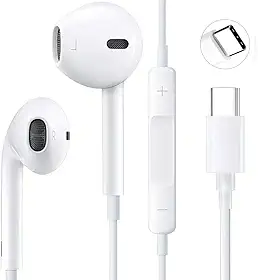 Fone de Ouvido Tipo C com Microfone – Compatível com Todos Celulares com Entrada USB-C, Smartphones, Tablets, Notebooks, Iphone e Android, Com Fio, Estéreo