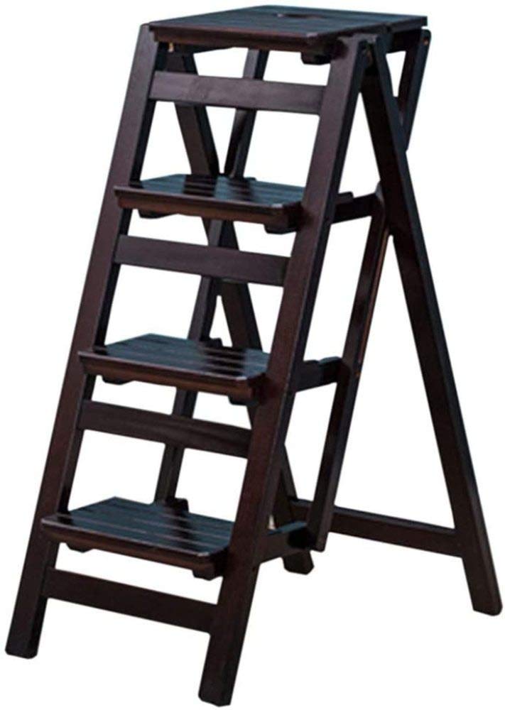 Escalera taburete de madera maciza natural plegable para cocina y hogar