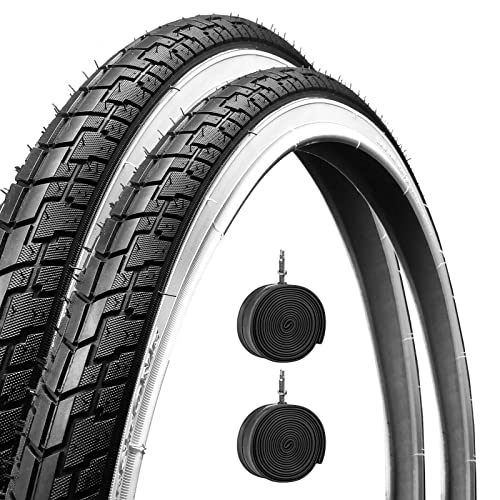 Deestone EBA28BCD 2 COPERTONI BIANCONERO + 2 CAMERE d'Aria per Bicicletta Bici City Bike Trekking 700 X 35 28 1 5/8 3/8 (37-622)