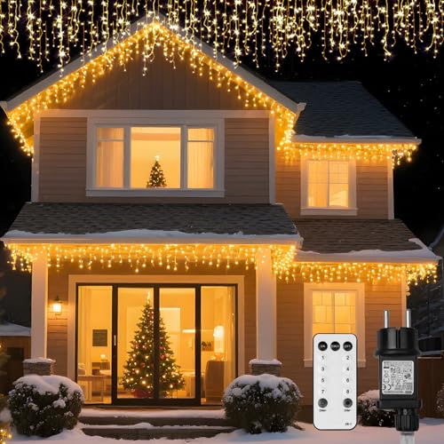 sylvwin Eiszapfen Lichterkette Außen 6M,200 LEDs,8...