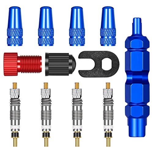 Yorgewd 12 Pcs Adaptateur valve Presta, Presta Valve Cores Obus Valve Presta Bouchon de Valve Adaptateur de Pompe à vélo, Outil de Demonte Obus Valve Noyau pour la Réparation de Vélos Cover