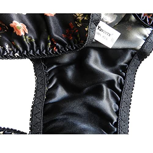 6Pieces Women's Silk String Panties Bikini Flower Size S-XXL(26-41")4