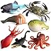 SCAHOW 7PCS Squishy Ocean Animal Toys, TPR Smelless Stretch Toys, Rubber Sea Animal Figures for Kids, Cake Topper Bath Toy Squishy Toy