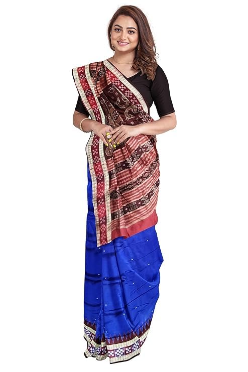 Image of Handmade Pure Bomkai Silk Saree Khandua Natural Silk Ikkat Saree For Women /Ethnic Wear /Traditonal Saree /Handloom Saree With Regular Fit Blouse Piece