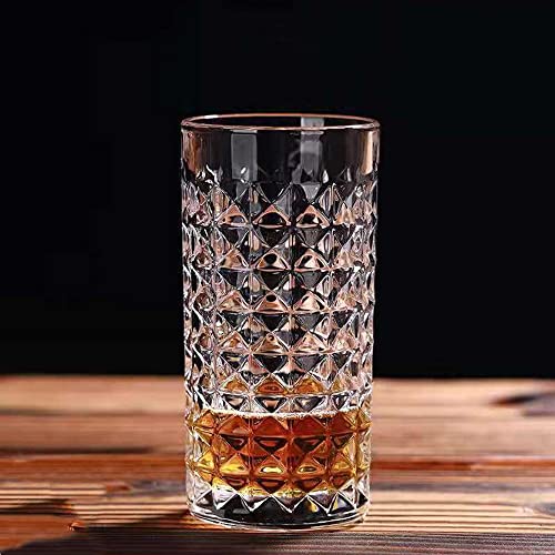 Image of Premium 350ML Juice Glasses Drinking Glasses, Highball Lead-Free Glasses, Tumblers for Water, Juice, Beer, Cocktail and Mixed Drinks - Pieces, Transparent (Diamond Glasses, 6 Count (Pack of 1))