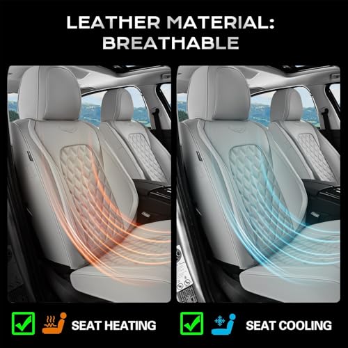 Image of Coverado Front Seat Covers, Waterproof Nappa Leather Dust-Proof Protectors, Universal Fit for Most Vehicles, Anti-Scratch Seat Covers for Sedans, SUVs, Pickup Trucks - Gray