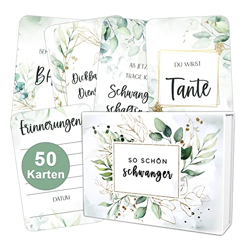 Marvelights 50 Meilensteinkarten Schwangerschaft, Geschenk zur Babyparty werdende Mutter Fotokarten Schwanger Milestone Cards Erinnerungskarten Meilenstein Karten Schwangerschaft Geschenk