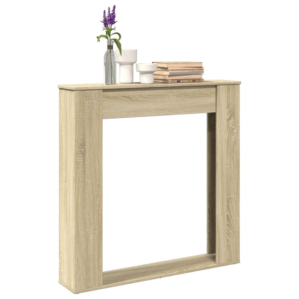 Tidyard Kaminumrandung Kaminkonsole Deko Kaminrahmen Sonoma-Eiche 100x20x100 cm Holzwerkstoff