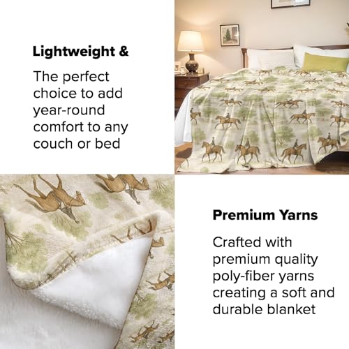 Turamurra Horse Riding Throw Blanket Gifts for Adults Kids, Country Equestrian Blankets for Living Room Bedroom Decor, Fuzzy Warm Flannel Plush 50