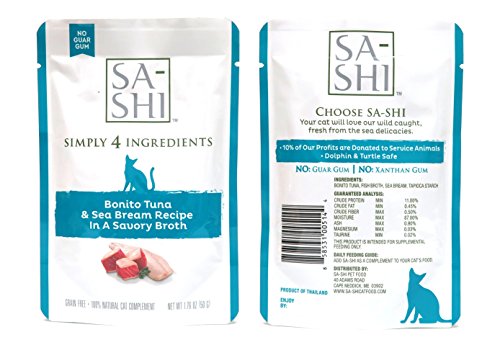 Sa-Shi Grain Free Wet Cat Food Pouches 1.76Oz. Five Flavors (Variety Pack) #TOP2