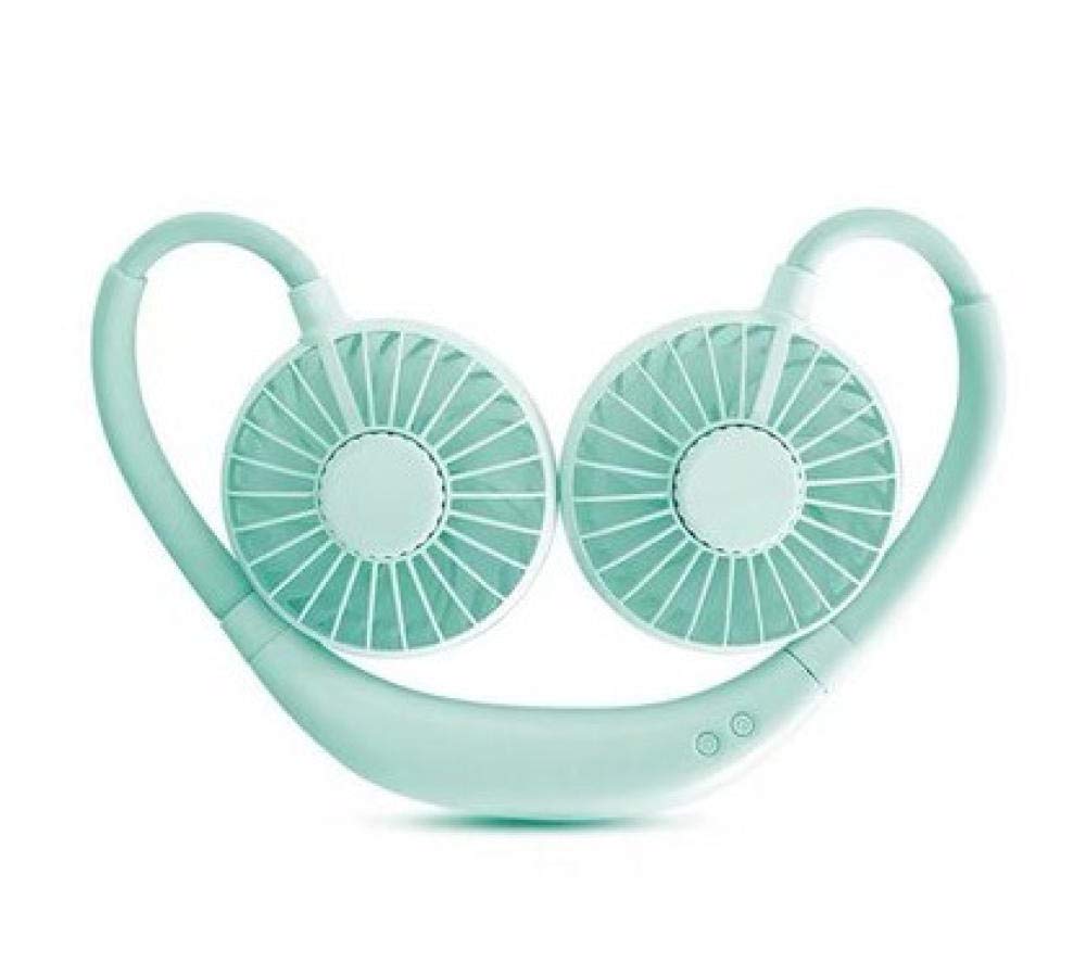 ZFPKXHVMG Bladeless Personal Fan, USB Handheld Fan LED Lazy Mini Fragrance Sports Hanging Neck Multicolor(Green white)