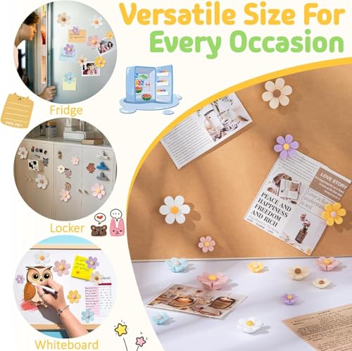 Image of 3D Flower Magnets for Fridge Strong Refrigerator Magnet Adorable Decorations for Home (5, Medium (26mm))