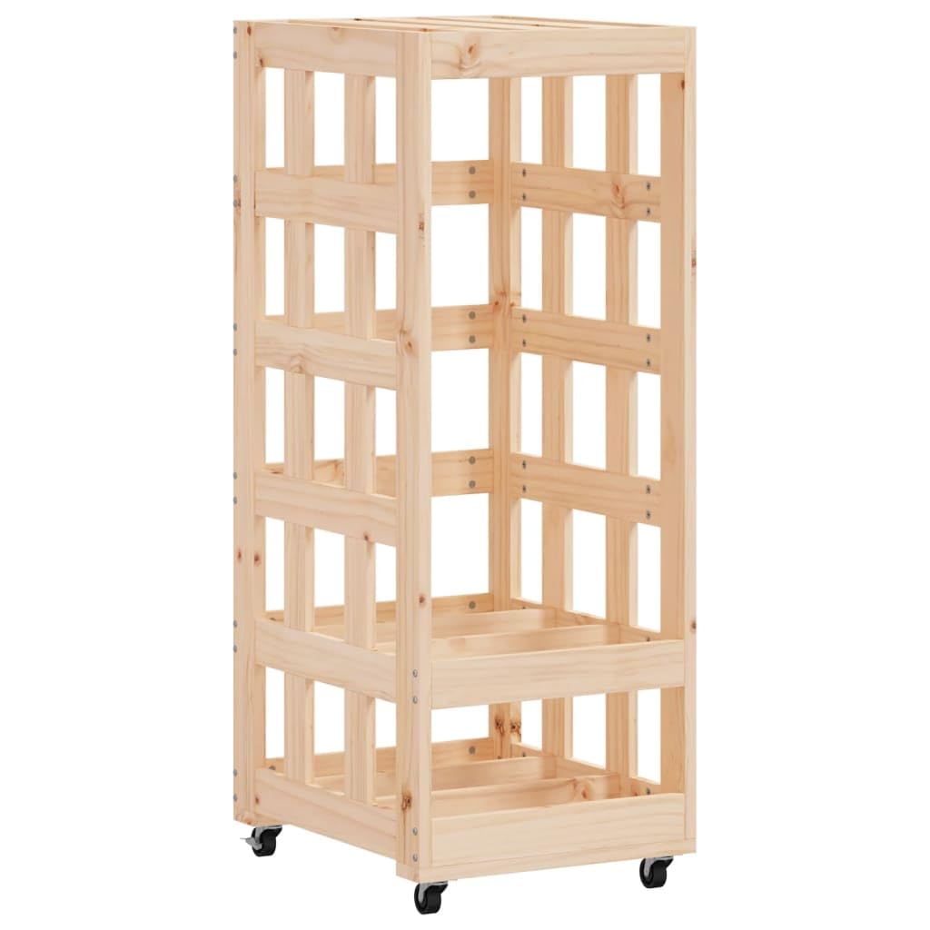 vidaXL Portalegna con Ruote 40x49x110 cm Legno Massello di Pino