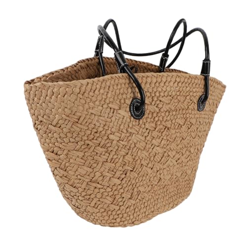 Straw Woven Beach Bag, Large Capacity Fashionable Shoulder Bag Top Handle Purse for Summer Travel Shopping