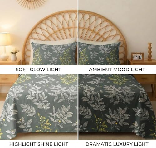 Image of HOMEKART 210 TC Cotton Double Bedsheet with 2 Pillow Covers | Soft & Breathable Luxury Bedding | Floral Printed Bed Sheet for Double Bed | 90 x 100 Inches | (Midnight Peony Bloom)
