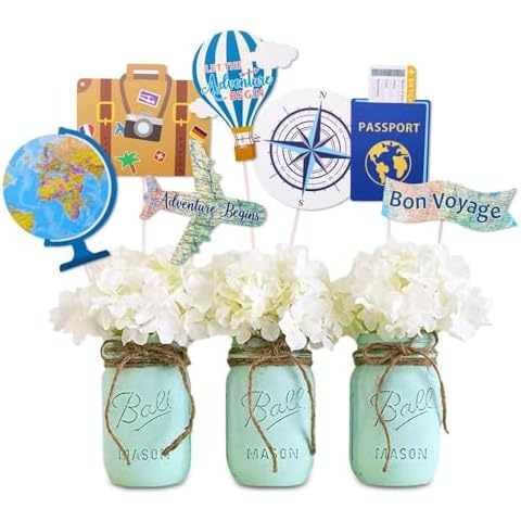 Yaaaaasss! Let The Adventure Begin Centerpieces Travel Themed Centerpieces Sticks Adventure Awaits Bon Voyage Farewell World Map Retirement Graduation Party Photo Booth Props Set of 21 Cover