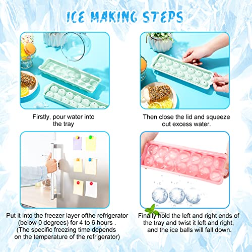 2 Pack Ice Cube Tray, Sphere Ice Cube Mold, Round Ice Cube Mold, Sphere Clear Ice Cube Tray, Silicone Ice Ball Maker Mold And Stainless Steel Ice Tong For Whiskey Cocktail Coffee Tea, Pink And Green #TOP5