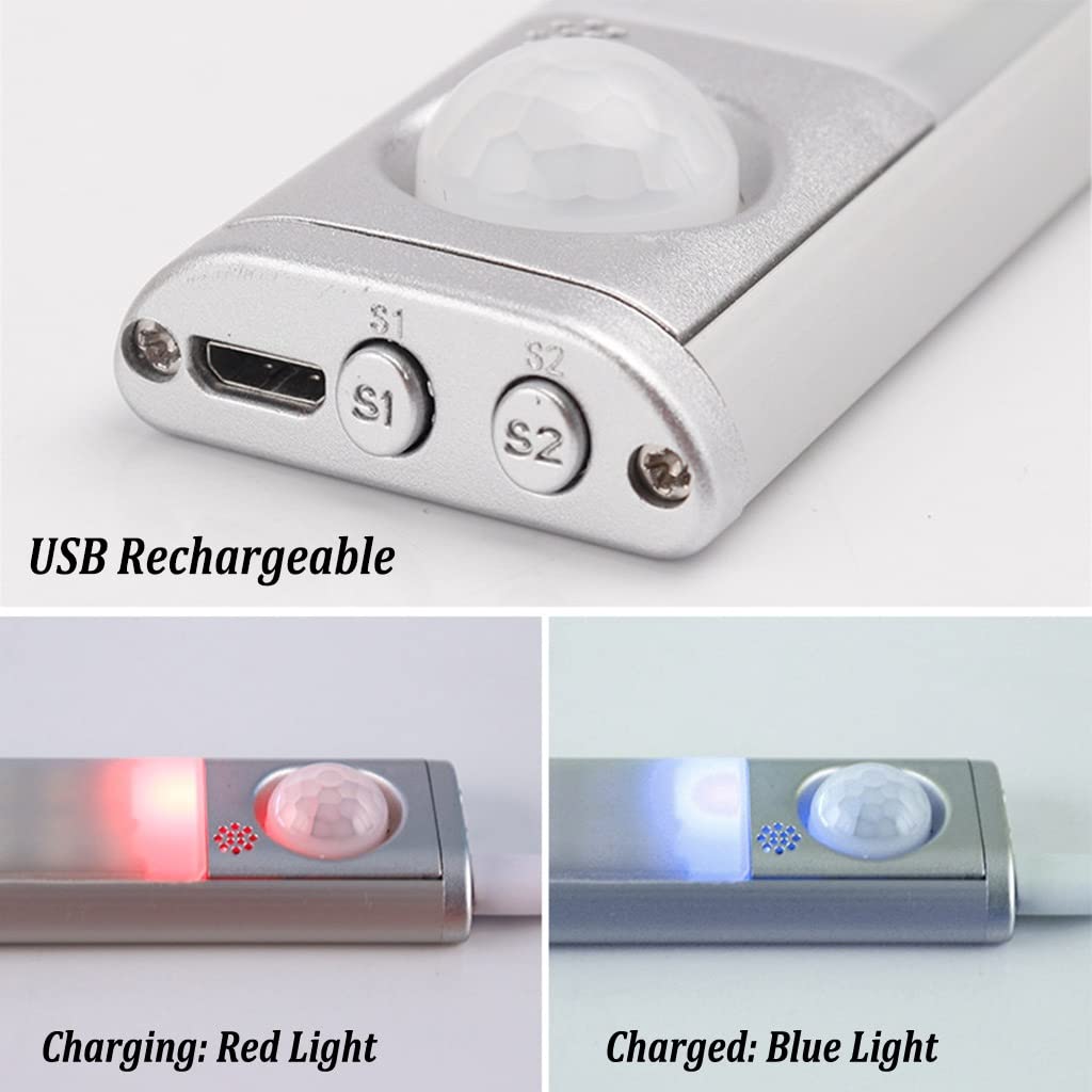 Debajo de la Iluminación del Gabinete, Luces del Sensor de Movimiento, USB Recargable Luz de Armario, Luz de Gabinete Inalámbrica Magnética, para Escaleras, Cocina, 3 Paquetes ( Color : 30cm/11.8in )
