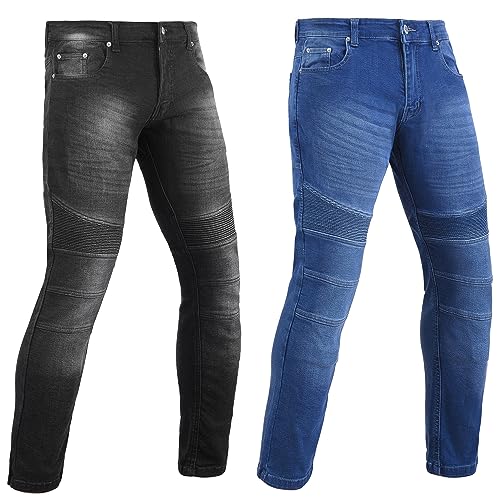 ADS SPORTS Men Slim Fit Motorbike Riding Jeans Aramid CE Armour Protected Motorcycle Stretch Denim Trouser Fully Protective Lining Fibre (UK Waist & Inseam 36 32 Black)