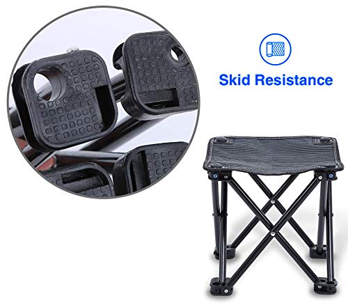 Mini Portable Folding Stool, Outdoor Folding Camping Stool, Picnic, Fishing, Travel, Hiking, Garden, Beach, Quickly-Fold Chair Oxford Cloth with Carry Bag 10” W x 10" D x 10.2" H - Thumbnail 6