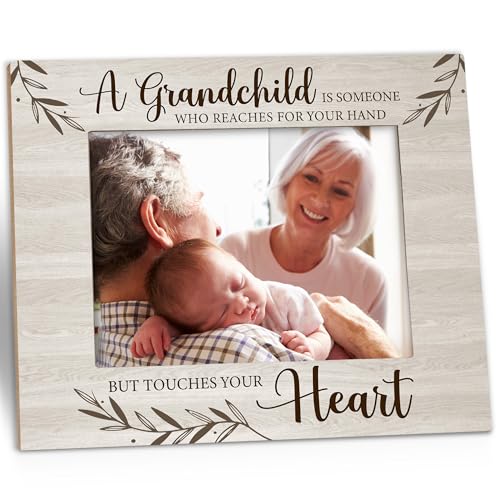 Kneaotoaji New Grandparent Picture Frame - Grandparents Gifts First Time Grandparents Gifts Grandchildren Grandkids 5x7 Picture Frame Grandma Wooden Picture Frames for Tabletop or Wall Hanging