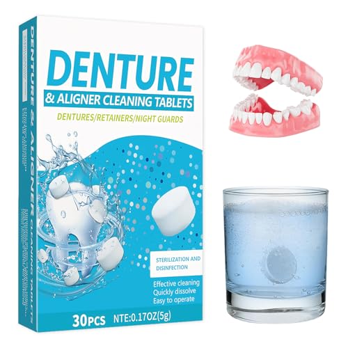 Pastillas de limpieza Retainer 30 unidades, limpiador de dientes y aparatos ortopédicos, limpiador retenedor para retenedores, guías dentales y alineadores, elimina manchas y olores, sin olor, paquete