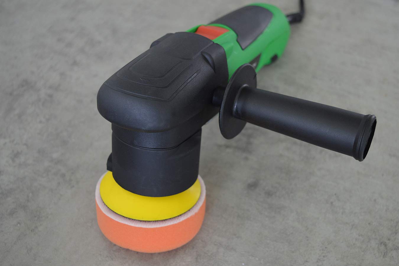 Hofftech Winkelpolierer - 3500-6400 U/Min Excenter Poliermaschine Auto (300 W, Polier-/Schleifteller-Ø 75 mm, inklusive 6 Polierschwämme